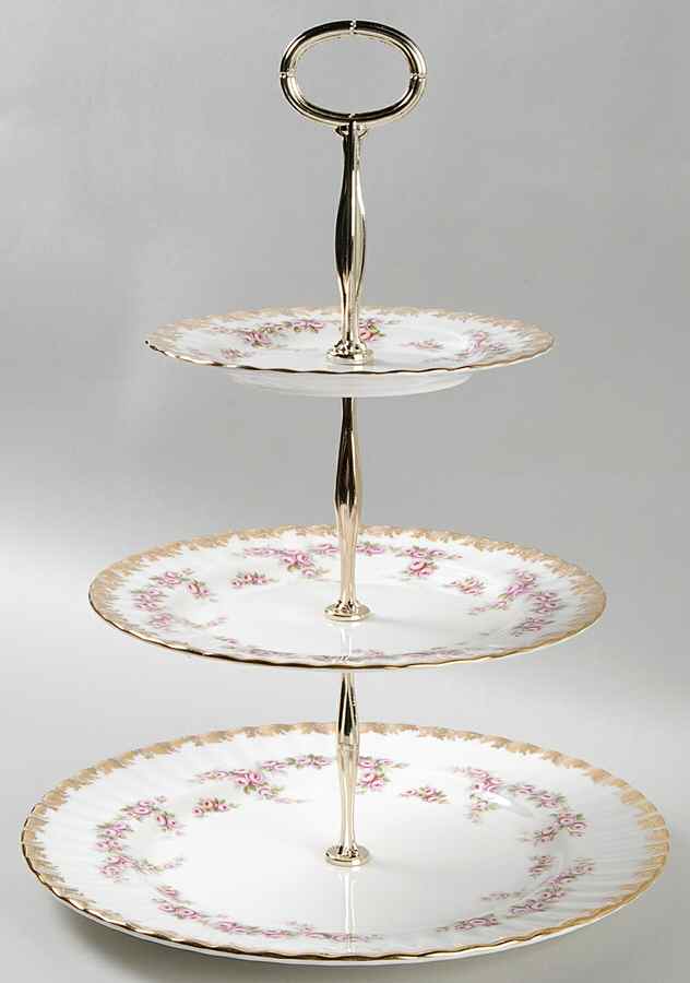 Dimity Rose 3-Tiered Serving Tray (DP, SP, BB) by Royal Albert-1