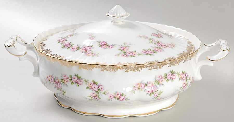 Dimity Rose Round Covered Vegetable by Royal Albert-1