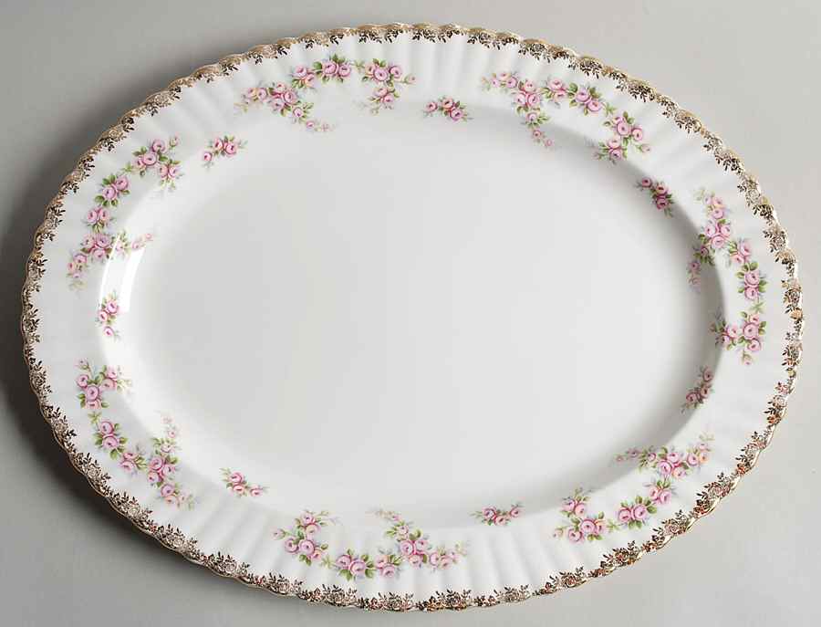 Dimity Rose 16" Oval Serving Platter by Royal Albert-1