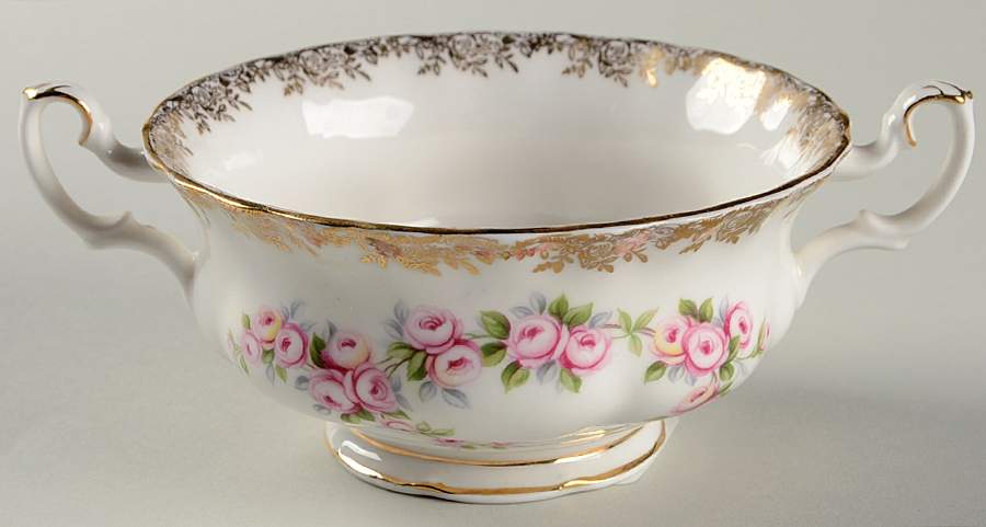 Dimity Rose Footed Cream Soup Bowl by Royal Albert-1