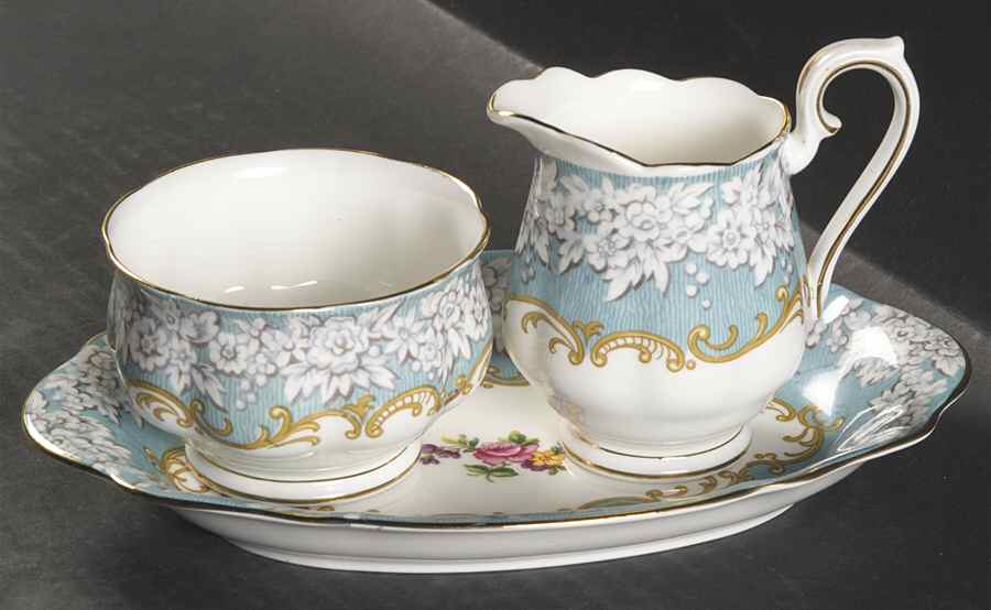Enchantment Mini Creamer & Open Sugar with Tray by Royal Albert-1