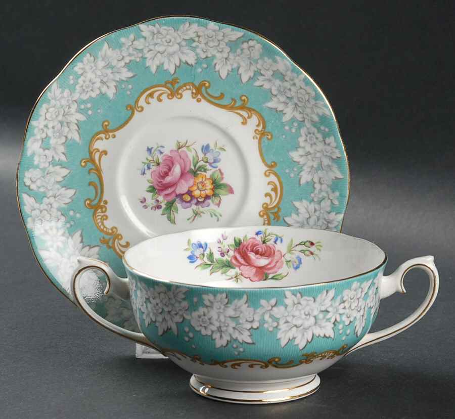 Enchantment Footed Cream Soup Bowl & Saucer Set by Royal Albert-1