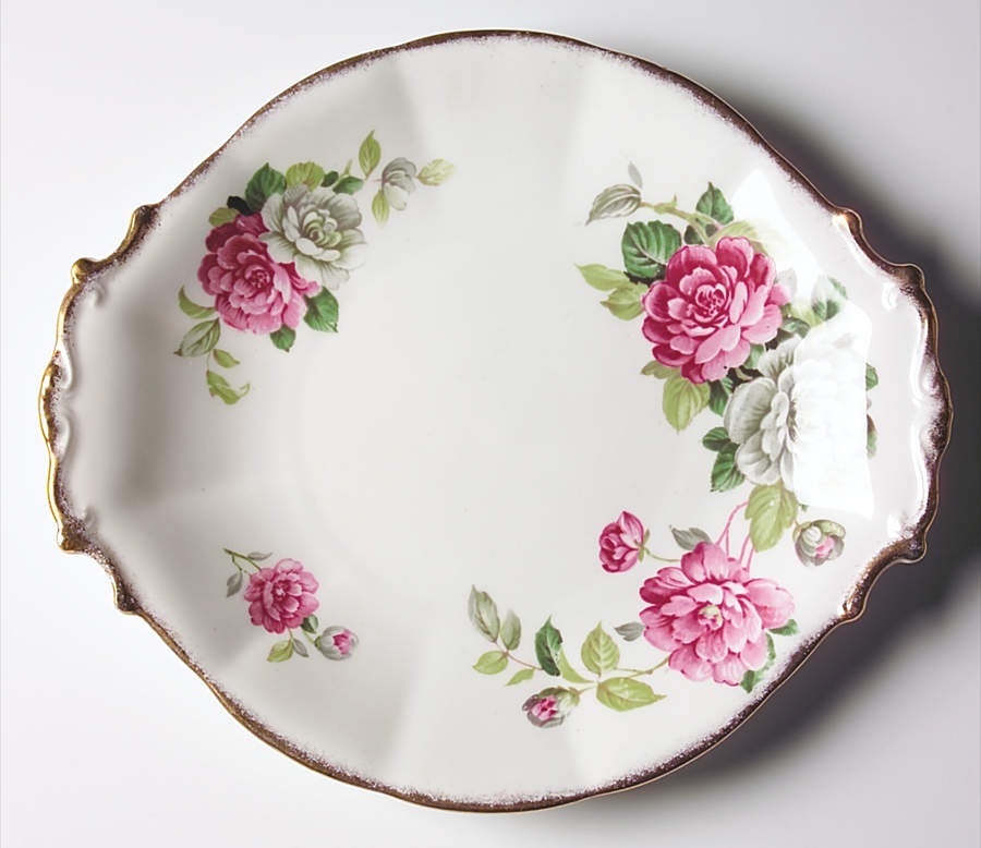 Evening Rhapsody (Pink & White Floral) Handled Cake Plate by Royal Albert-1