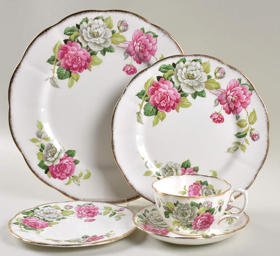 Evening Rhapsody (Pink & White Floral) 5 Piece Place Setting by Royal Albert-1