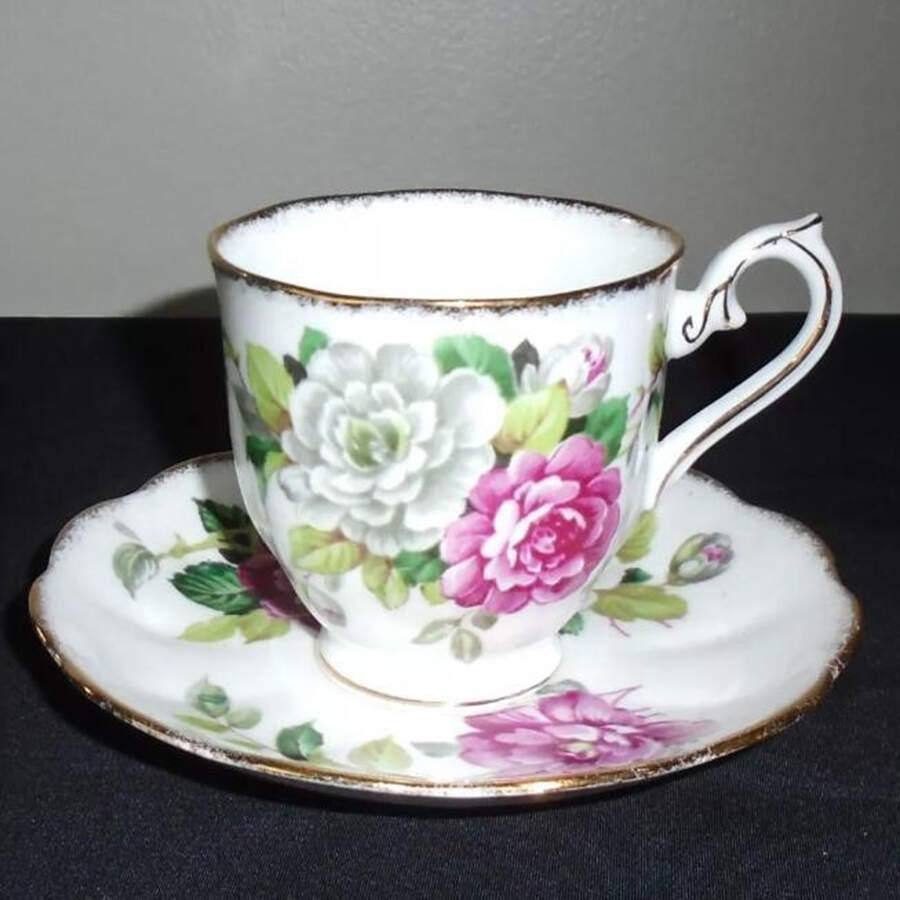 Evening Rhapsody (Pink & White Floral) Footed Demitasse Cup & Saucer Set by Royal Albert-1