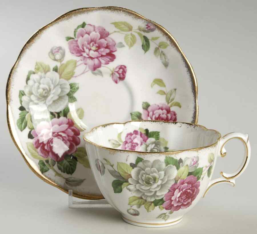 Evening Rhapsody (Pink & White Floral) Footed Cup & Saucer Set by Royal Albert-1