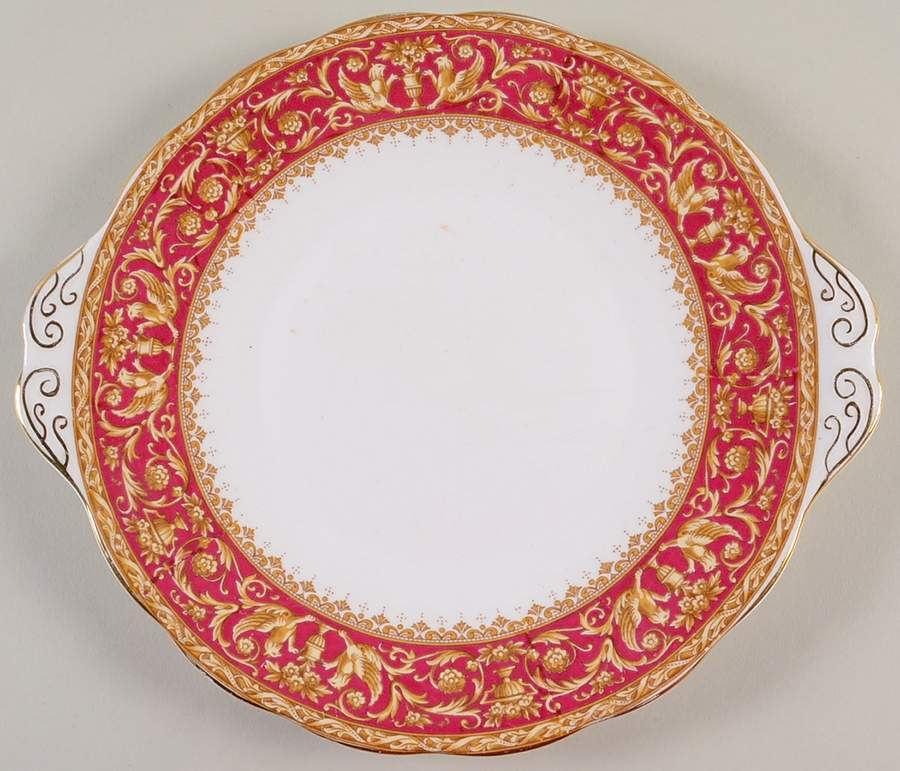 Florentine Red Handled Cake Plate by Royal Albert-1