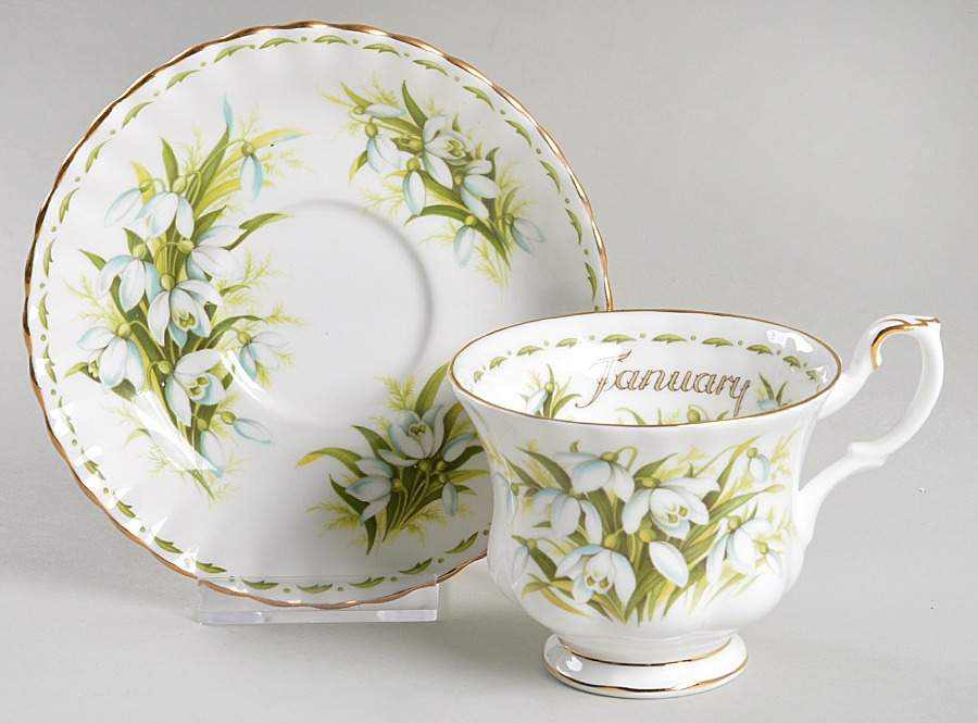 Flower of The Month (Newer, Montrose) Footed Cup & Saucer Set by Royal Albert-1