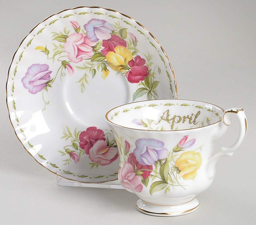 Flower of The Month (Newer, Montrose) Footed Cup & Saucer Set by Royal Albert-1