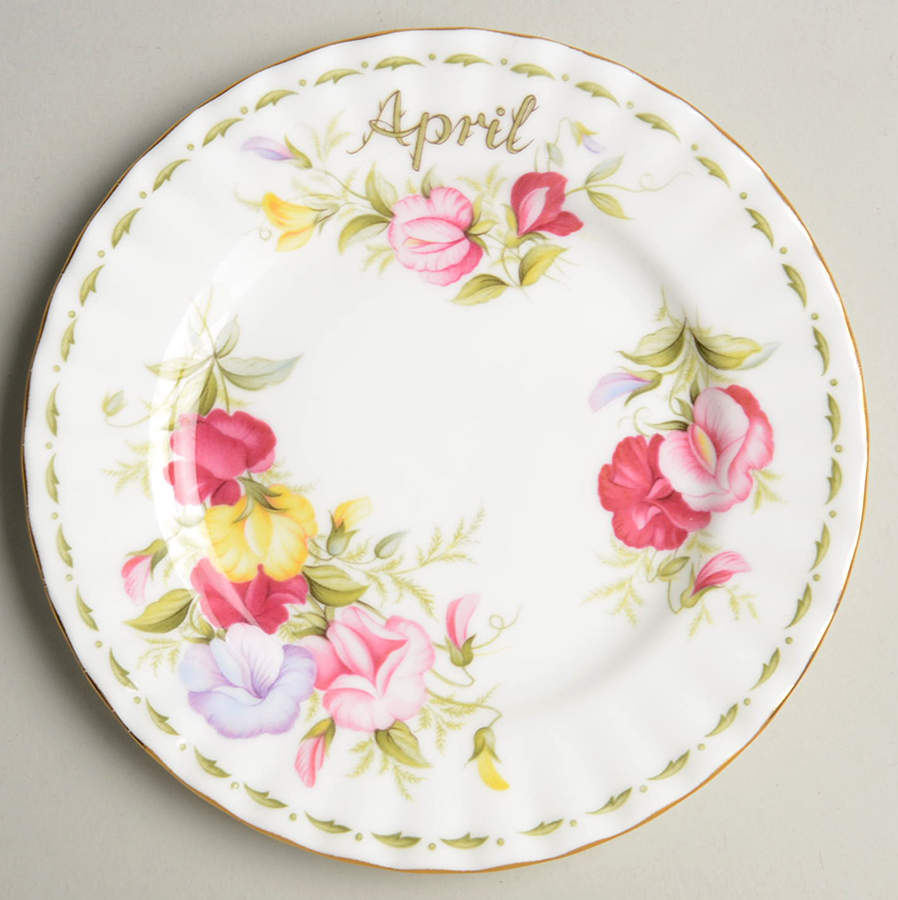 Flower of The Month (Newer, Montrose) Bread & Butter Plate by Royal Albert-1