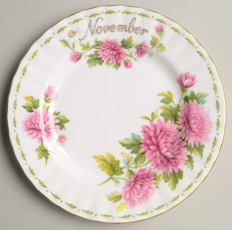 Flower of The Month (Newer, Montrose) Bread & Butter Plate by Royal Albert-1