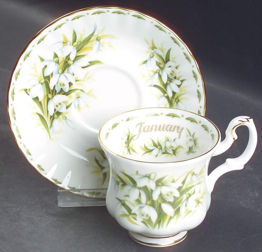 Flower of The Month (Newer, Montrose) Footed Demitasse Cup & Saucer Set by Royal Albert-1