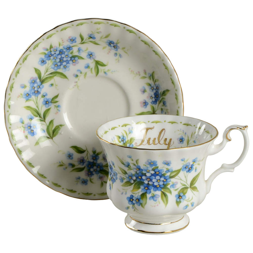 Flower of The Month (Newer, Montrose) Footed Cup & Saucer Set by Royal Albert-1