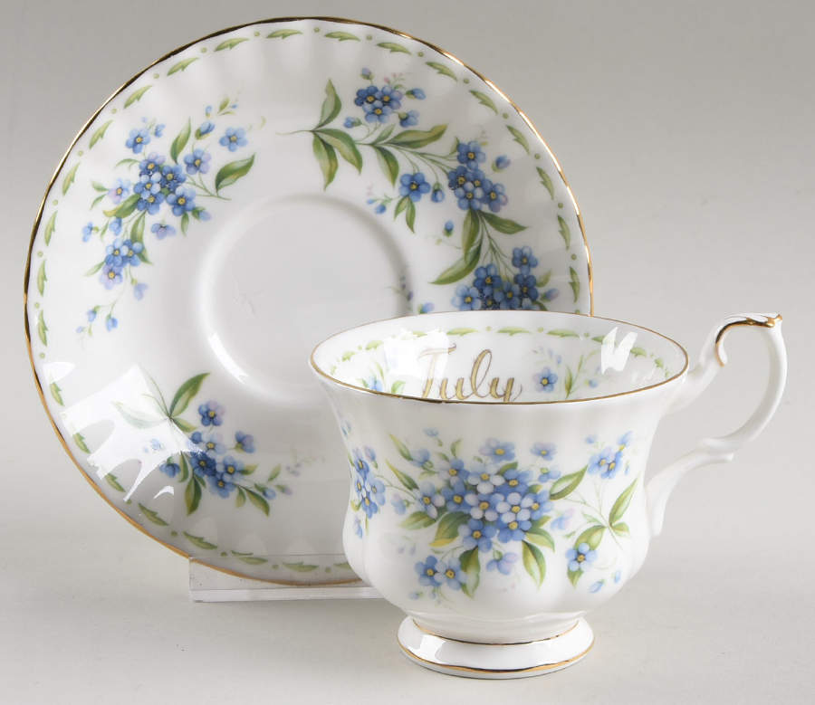 Flower of The Month (Newer, Montrose) Footed Cup & Saucer Set by Royal Albert-1