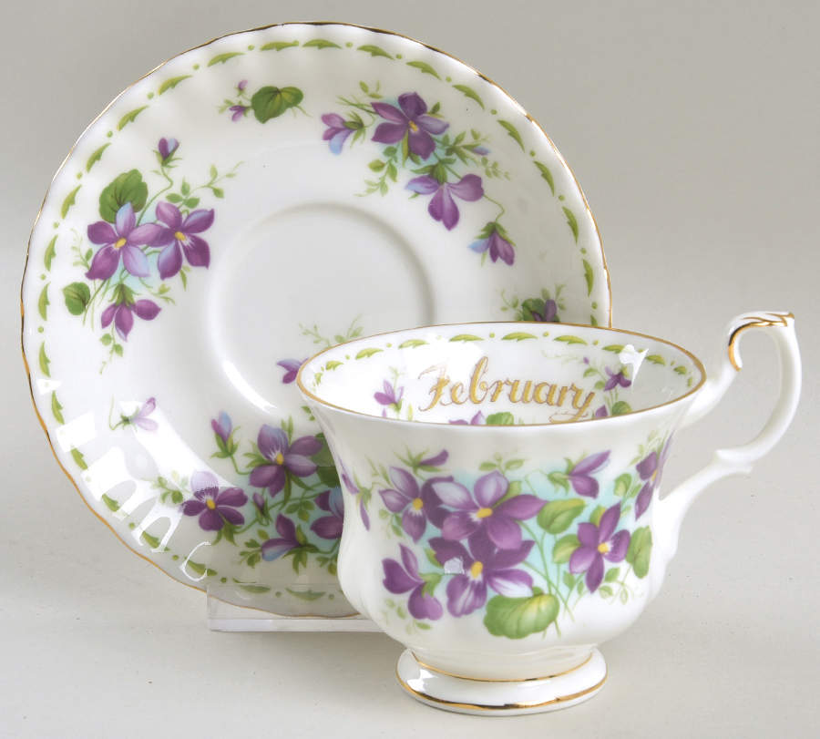 Flower of The Month (Newer, Montrose) Footed Cup & Saucer Set by Royal Albert-1