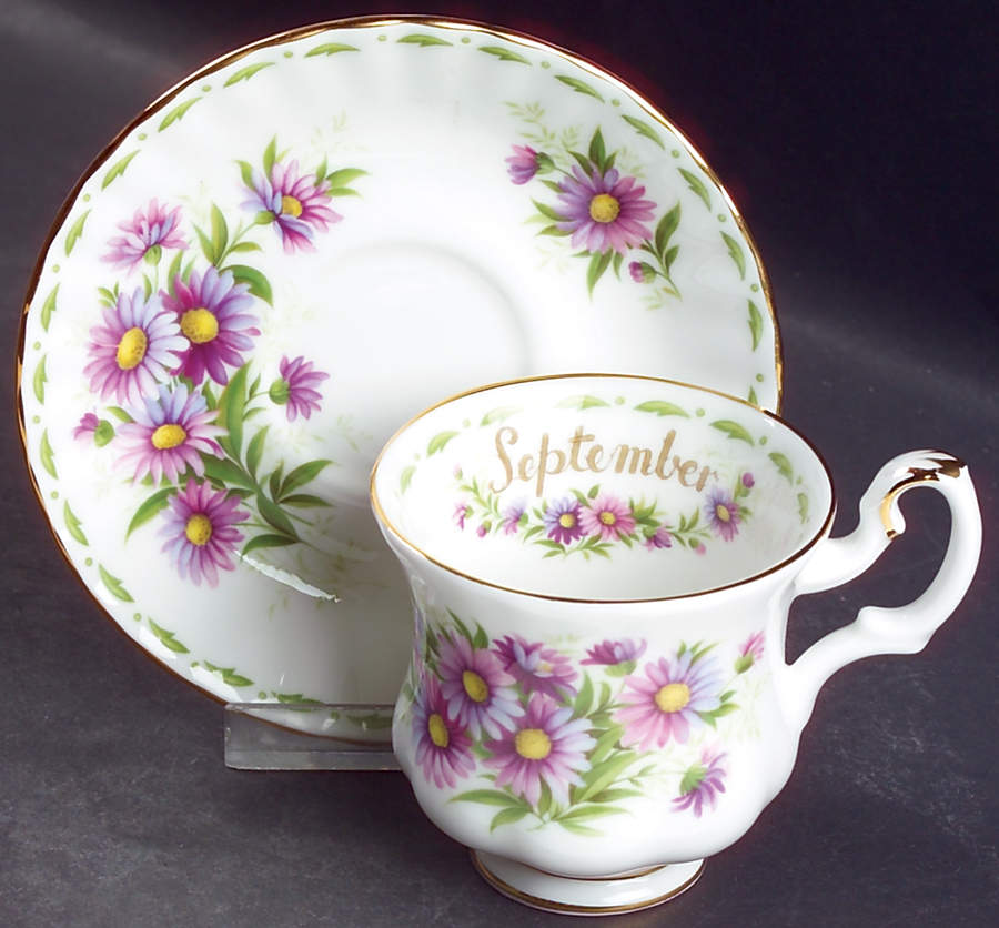 Flower of The Month (Newer, Montrose) Footed Demitasse Cup & Saucer Set by Royal Albert-1