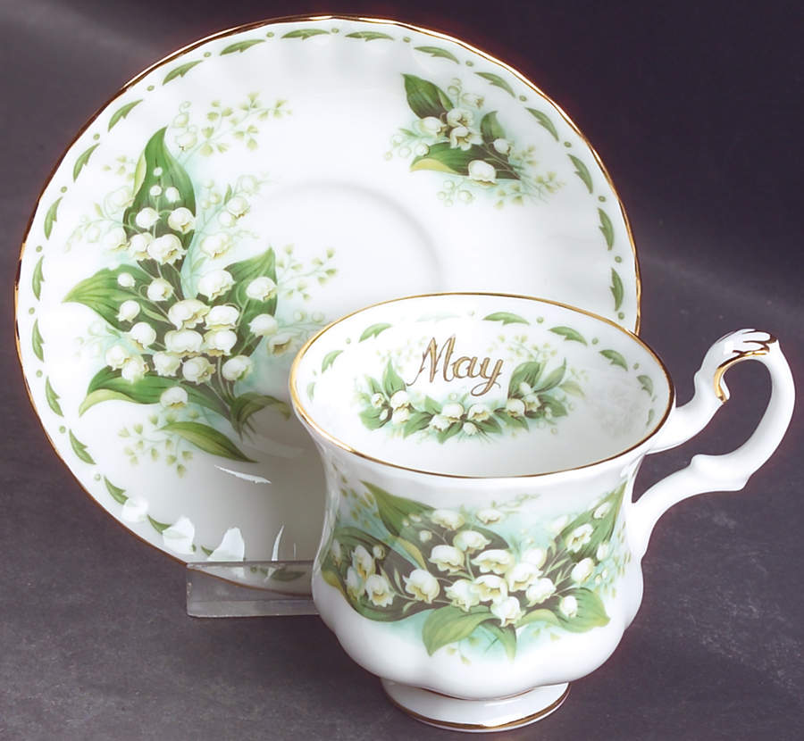 Flower of The Month (Newer, Montrose) Footed Demitasse Cup & Saucer Set by Royal Albert-1