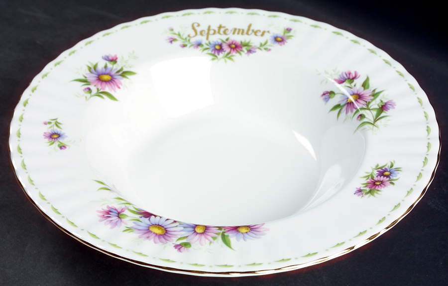 Flower of The Month (Newer, Montrose) Large Rim Soup Bowl by Royal Albert-1