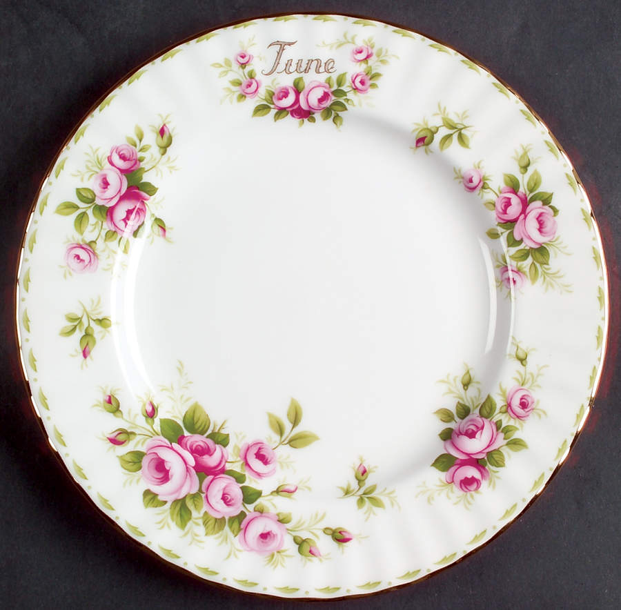 Flower of The Month (Newer, Montrose) Salad Plate by Royal Albert-1