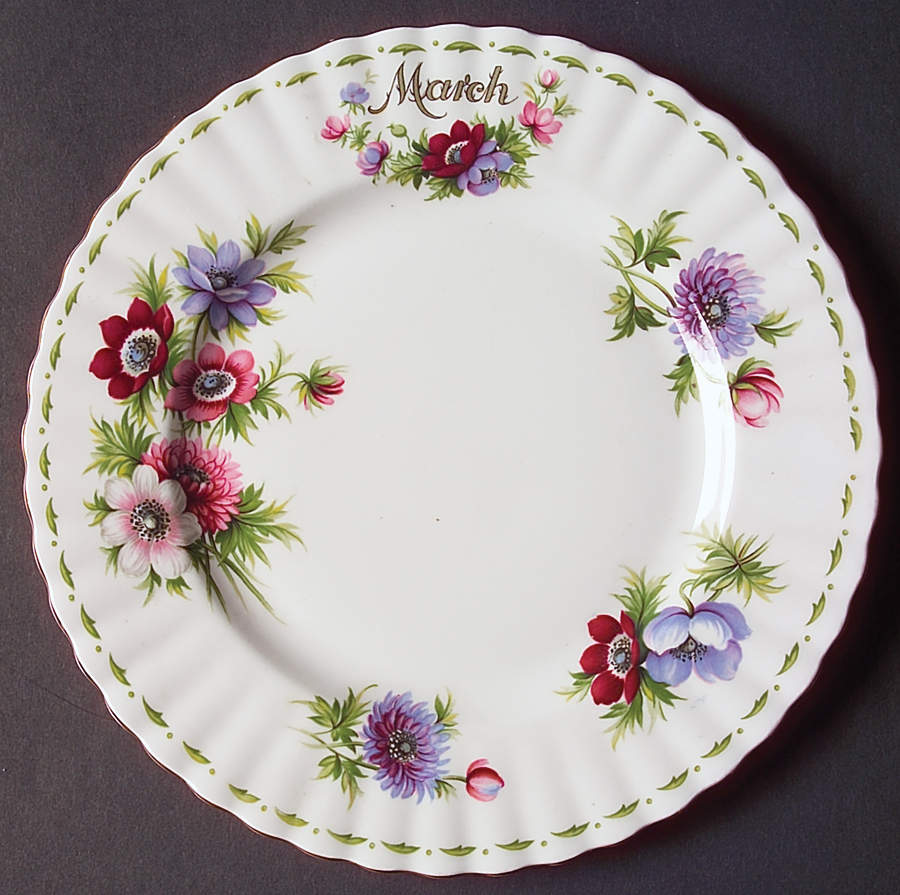 Flower of The Month (Newer, Montrose) Salad Plate by Royal Albert-1