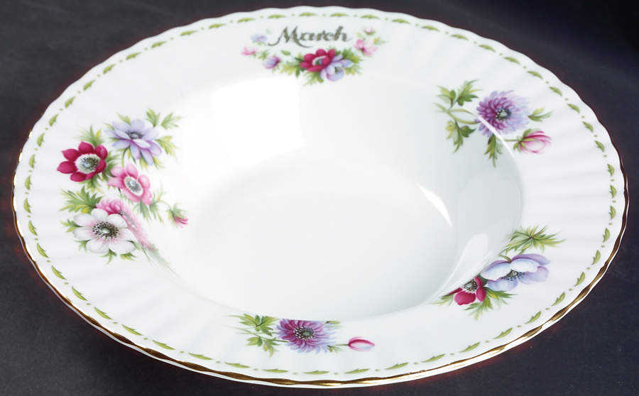 Flower of The Month (Newer, Montrose) Large Rim Soup Bowl by Royal Albert-1