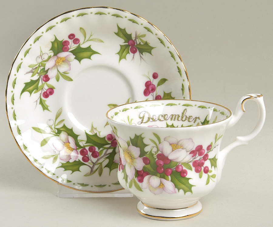 Flower of The Month (Newer, Montrose) Footed Cup & Saucer Set by Royal Albert-1