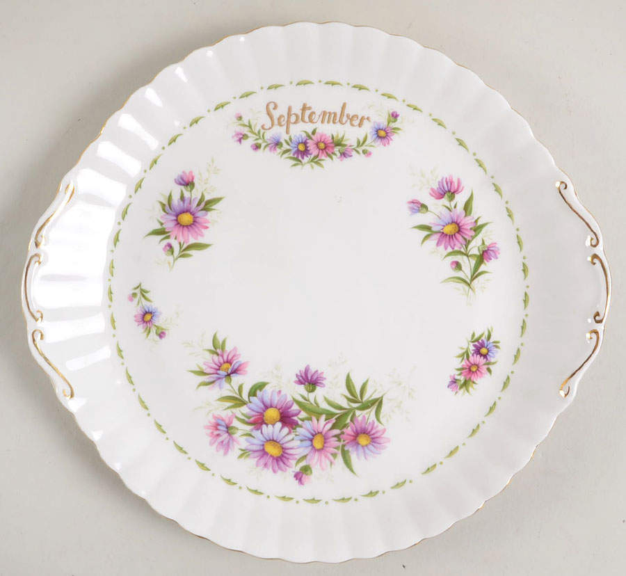 Flower of The Month (Newer, Montrose) Handled Cake Plate by Royal Albert-1