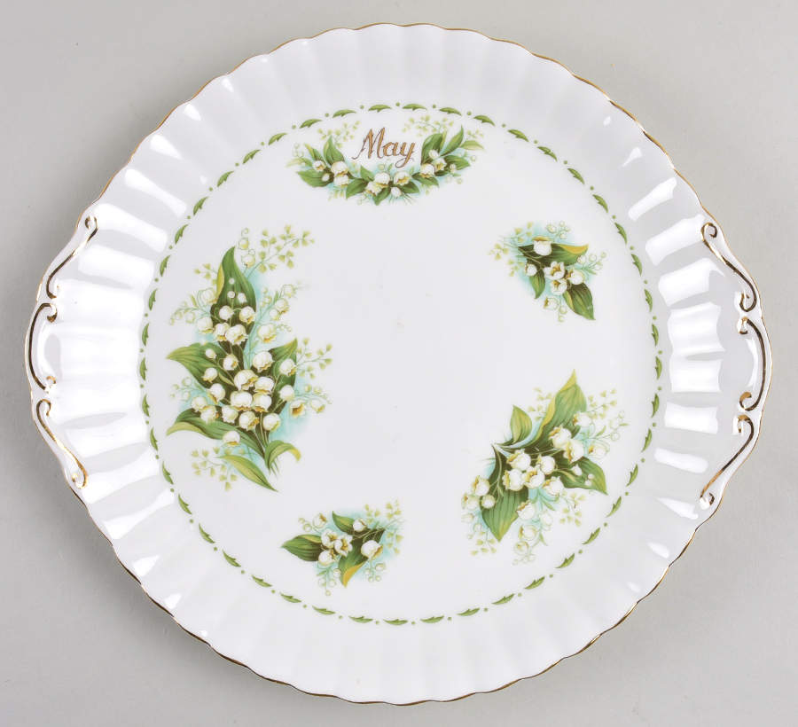 Flower of The Month (Newer, Montrose) Handled Cake Plate by Royal Albert-1