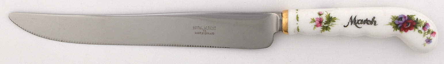 Flower of The Month (Newer, Montrose) Cake Knife/Server with Stainless Blade by Royal Albert-1