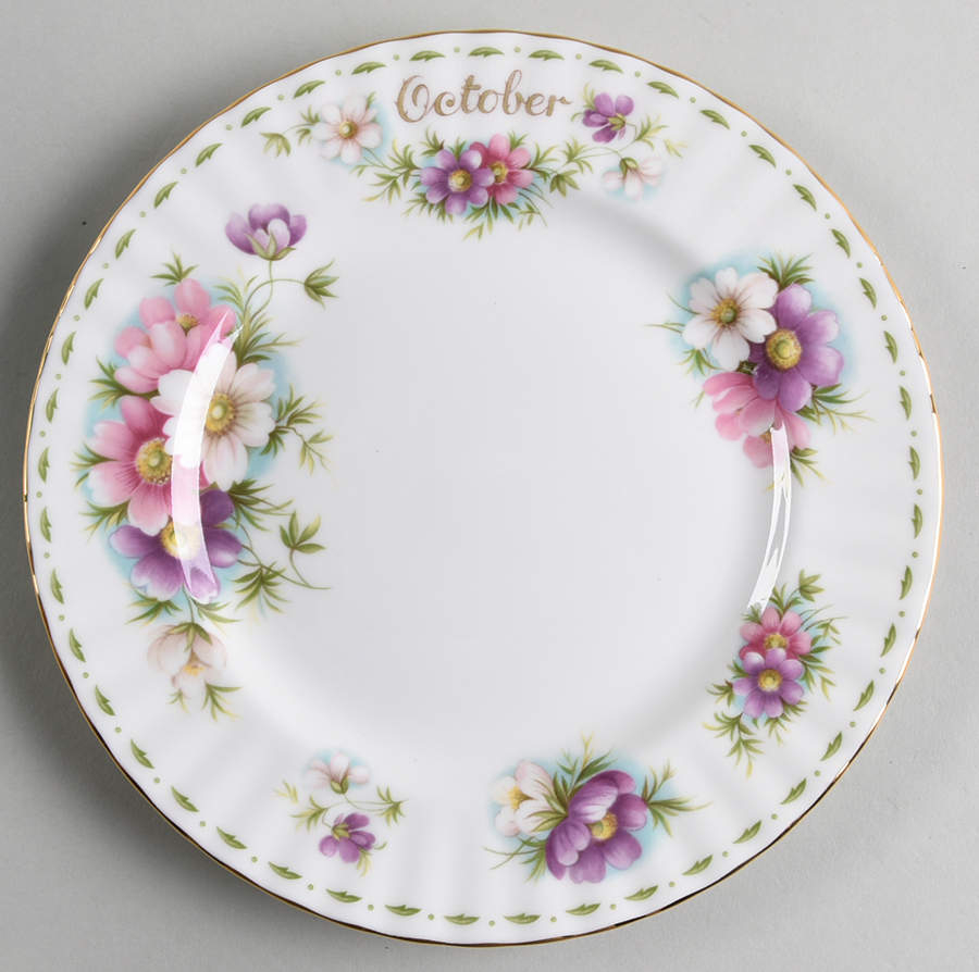 Flower of The Month (Newer, Montrose) Salad Plate by Royal Albert-1