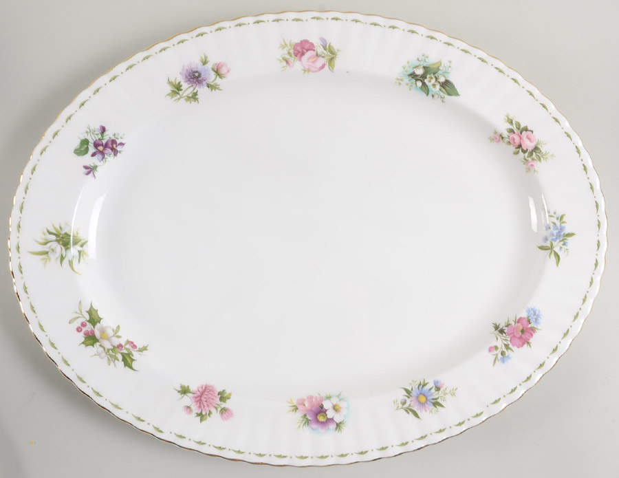 Flower of The Month (Newer, Montrose) 16" Oval Serving Platter by Royal Albert-1