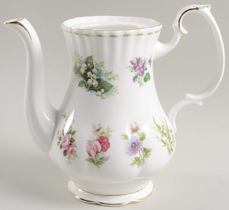 Flower of The Month (Newer, Montrose) Coffee Pot No Lid by Royal Albert-1