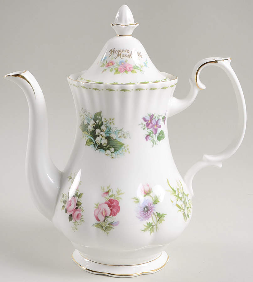 Flower of The Month (Newer, Montrose) Coffee Pot & Lid by Royal Albert-1