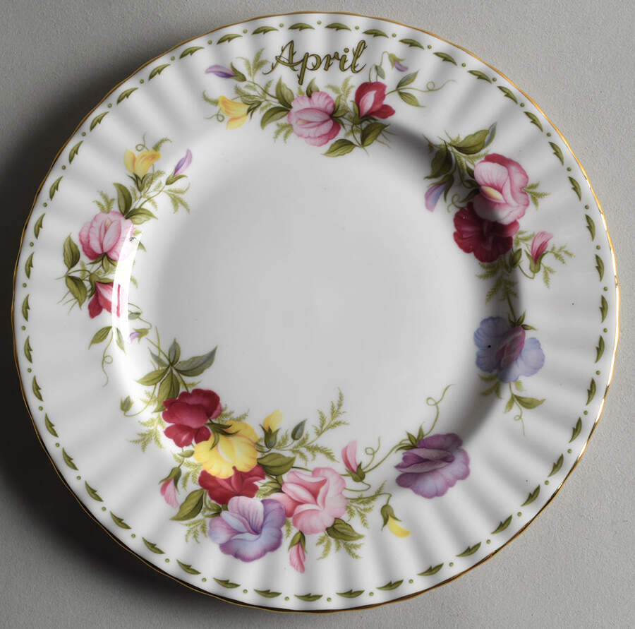 Flower of The Month (Newer, Montrose) Salad Plate by Royal Albert-1
