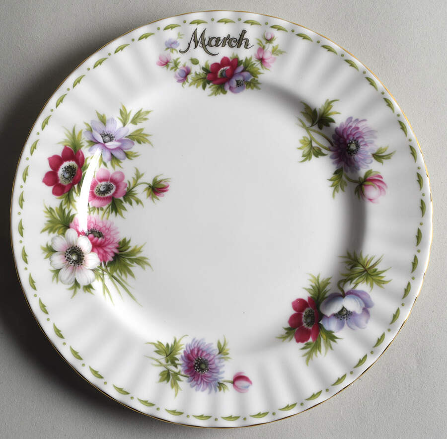 Flower of The Month (Newer, Montrose) Salad Plate by Royal Albert-1