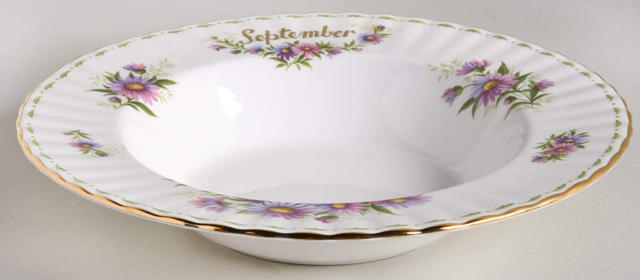 Flower of The Month (Newer, Montrose) Large Rim Soup Bowl by Royal Albert-1