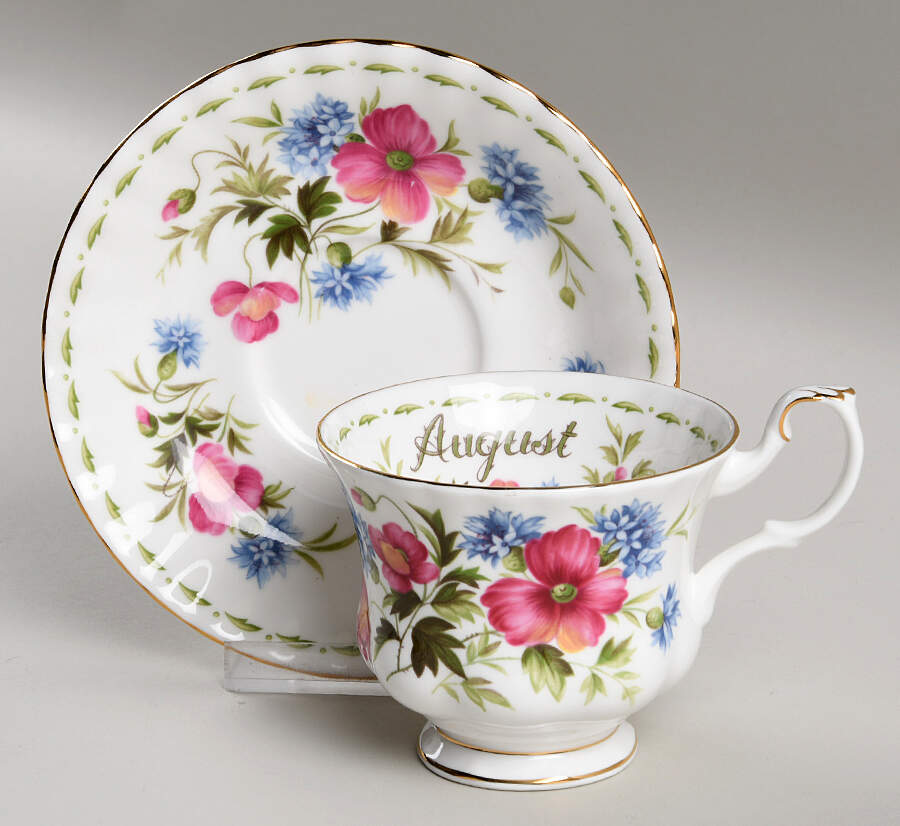 Flower of The Month (Newer, Montrose) Footed Cup & Saucer Set by Royal Albert-1