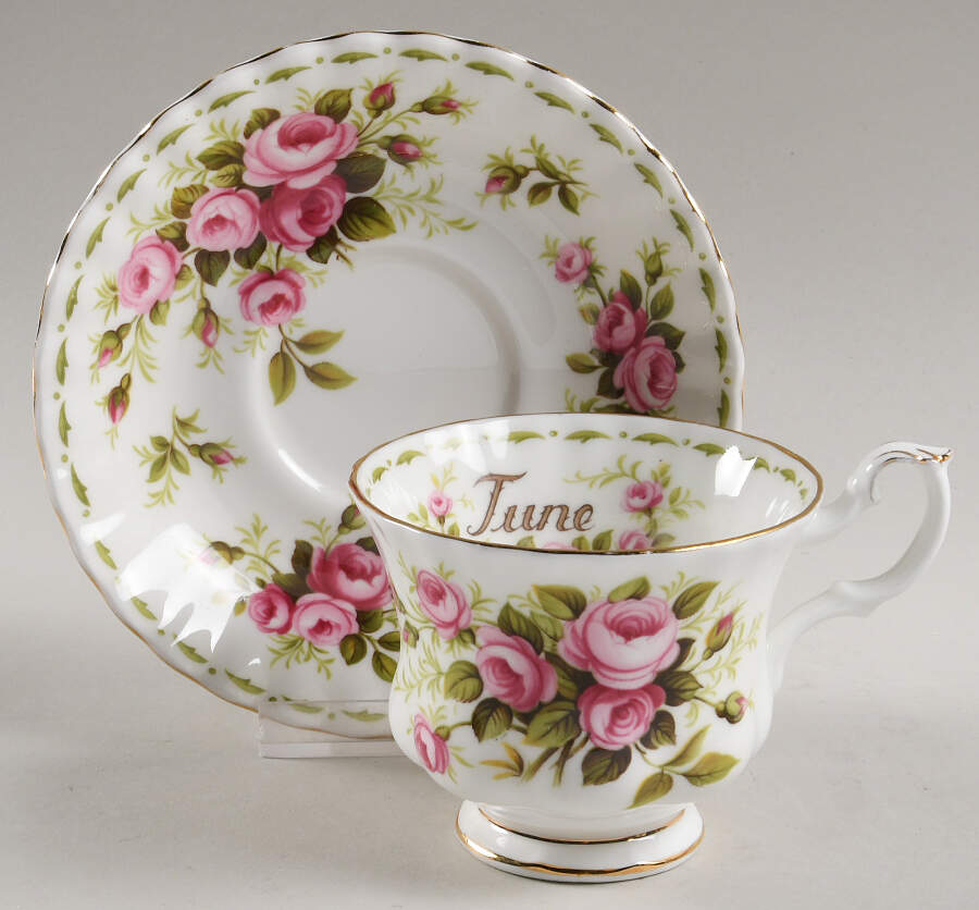Flower of The Month (Newer, Montrose) Footed Demitasse Cup & Saucer Set by Royal Albert-1