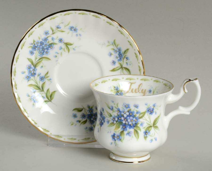 Flower of The Month (Newer, Montrose) Footed Demitasse Cup & Saucer Set by Royal Albert-1