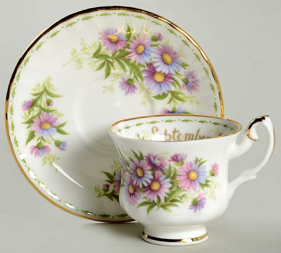Flower of The Month (Newer, Montrose) Footed Toy Cup and Saucer Set by Royal Albert-1