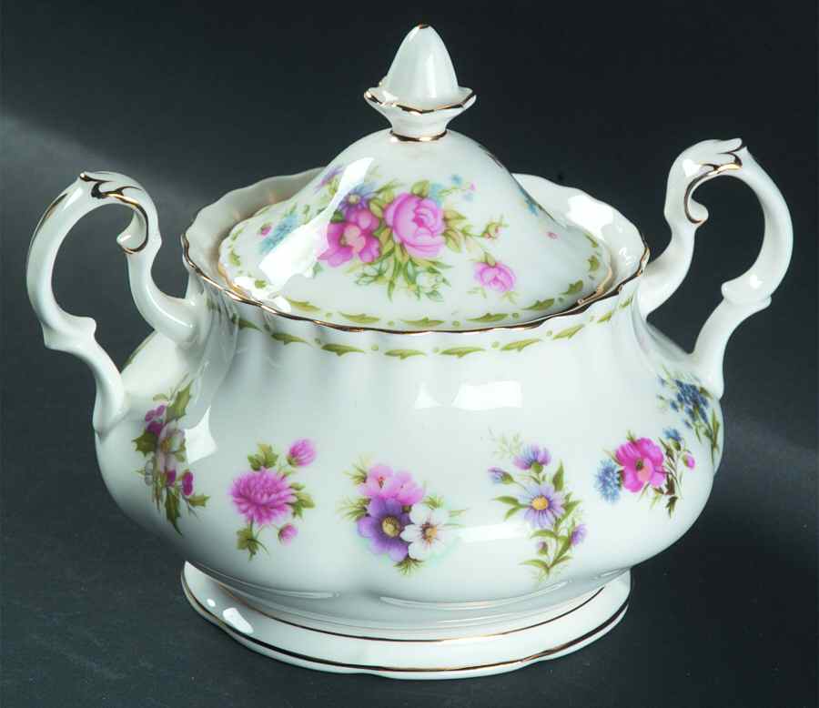 Flower of The Month (Newer, Montrose) Sugar Bowl & Lid by Royal Albert-1