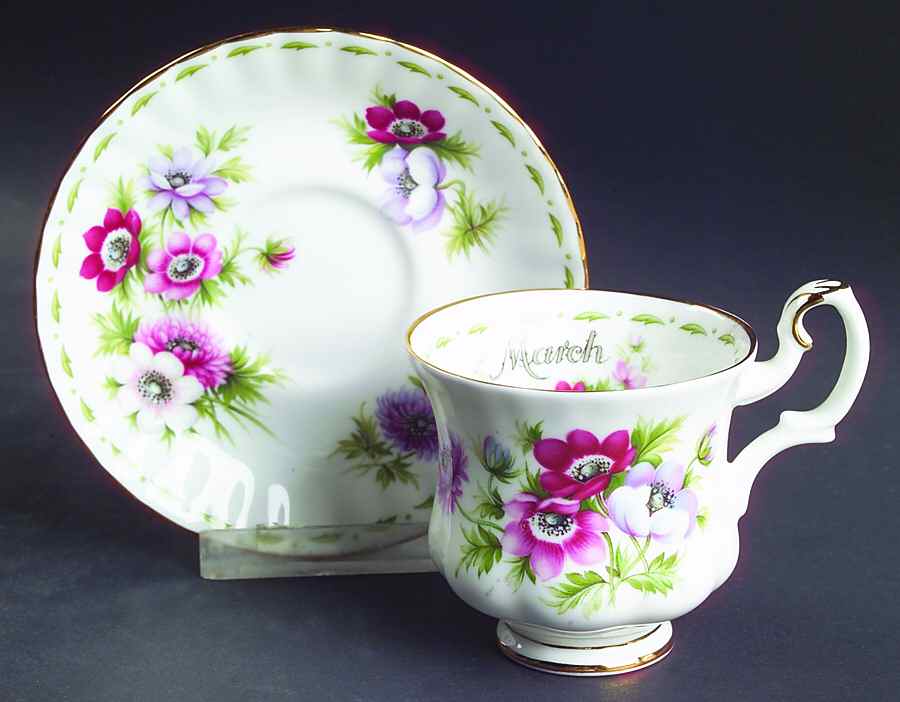 Flower of The Month (Newer, Montrose) Footed Demitasse Cup & Saucer Set by Royal Albert-1