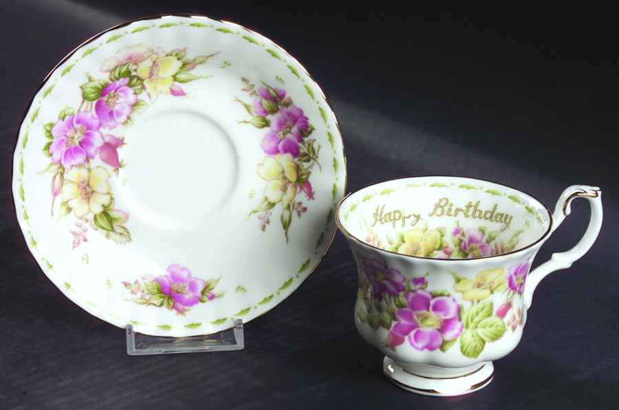 Flower of The Month (Newer, Montrose) Footed Cup & Saucer Set by Royal Albert-1
