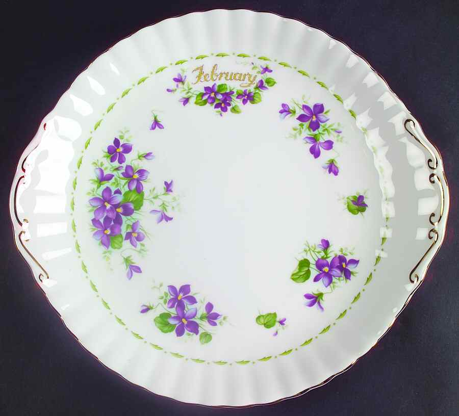 Flower of The Month (Newer, Montrose) Handled Cake Plate by Royal Albert-1