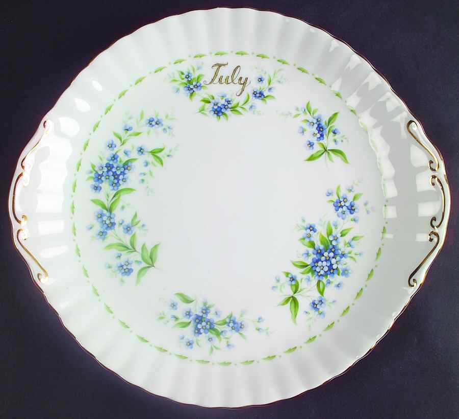 Flower of The Month (Newer, Montrose) Handled Cake Plate by Royal Albert-1