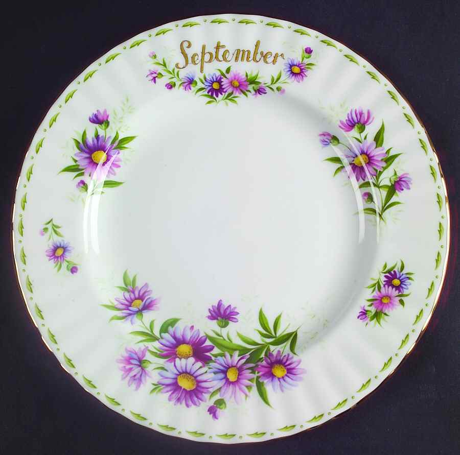 Flower of The Month (Newer, Montrose) Salad Plate by Royal Albert-1