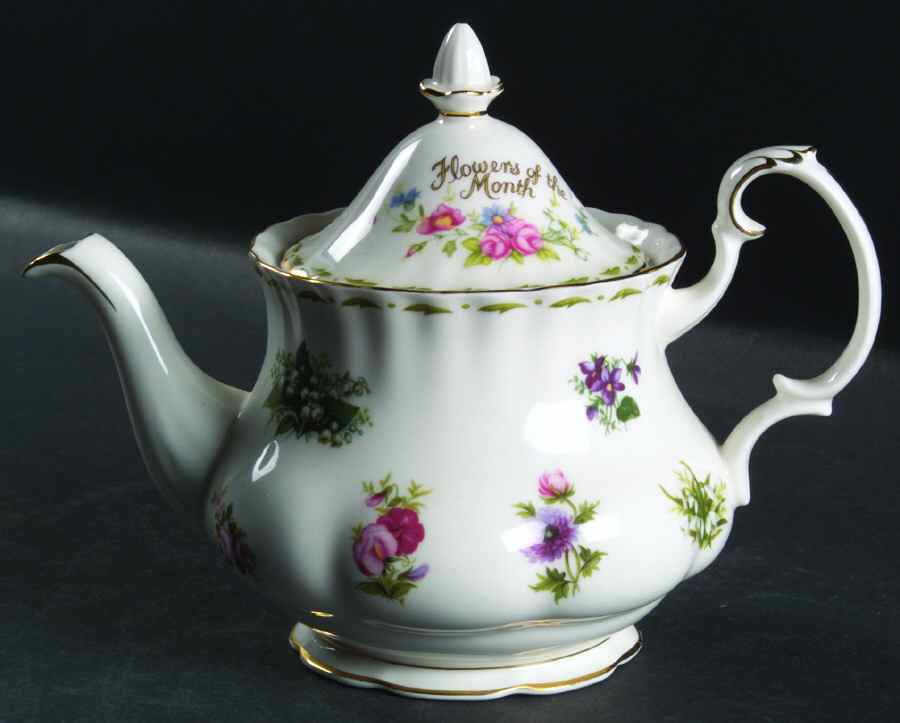 Flower of The Month (Newer, Montrose) Mini Teapot & Lid by Royal Albert-1