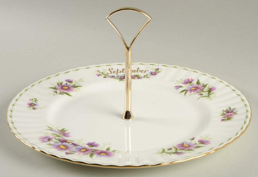 Flower of The Month (Newer, Montrose) Round Serving Plate with Handle (DP) by Royal Albert-1