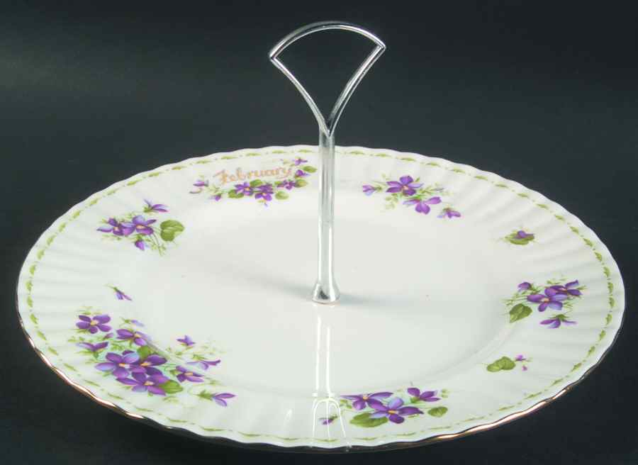 Flower of The Month (Newer, Montrose) Round Serving Plate with Handle (DP) by Royal Albert-1