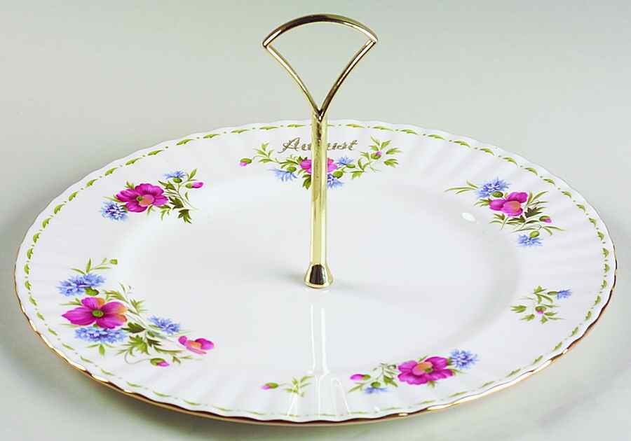 Flower of The Month (Newer, Montrose) Round Serving Plate with Handle (DP) by Royal Albert-1